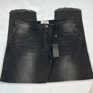 NEW ONE TEASPOON Truckers Mid Rise Straight Leg Distressed Frayed Hem Jean